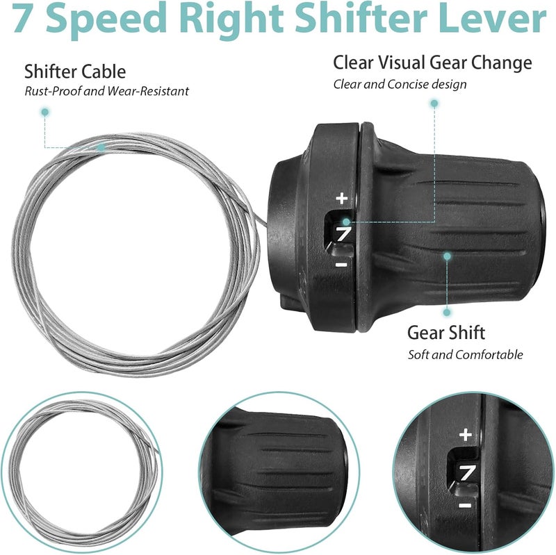 Relwears 7 Speed Right Shifter Lever, SL-RV100-7R Bicycle Twist Shifter Lever for Mountain Bike Commuter Bike Road Bike - Image 3